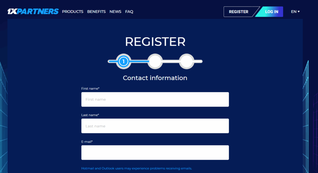 register on 1xBet Affiliate Program