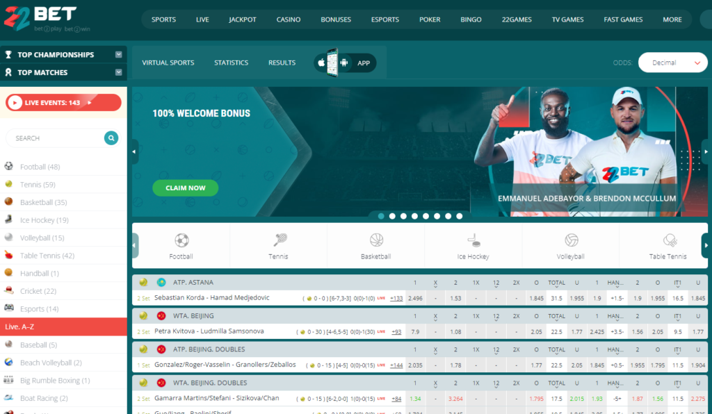 22bet official website