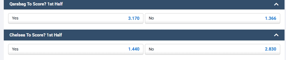 1st Half – Team 2 to Win
