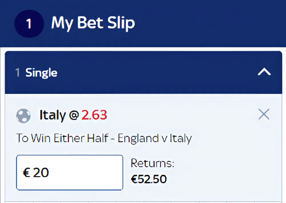 Team 1 to Win Either Half – Yes/No