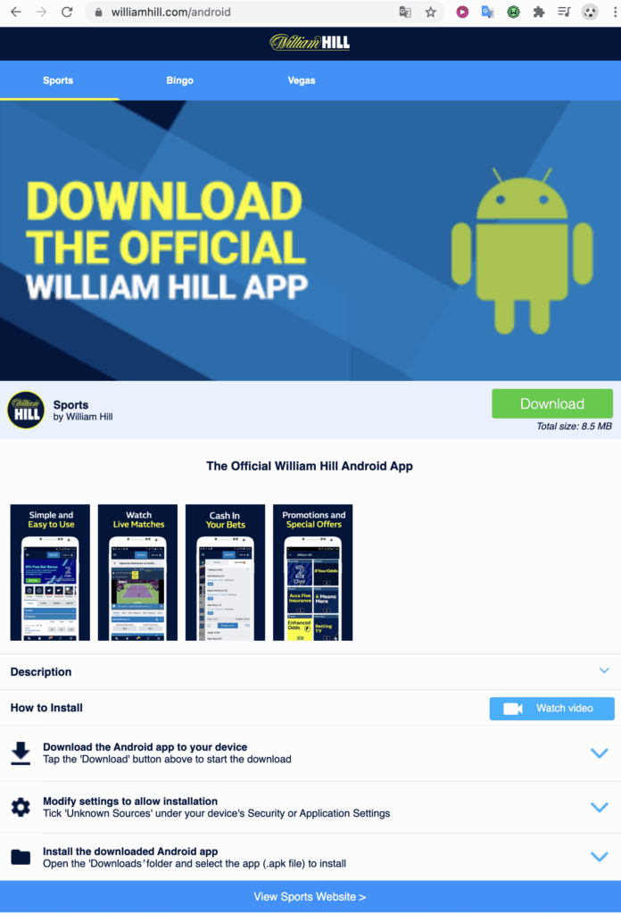 Mobile App William Hill