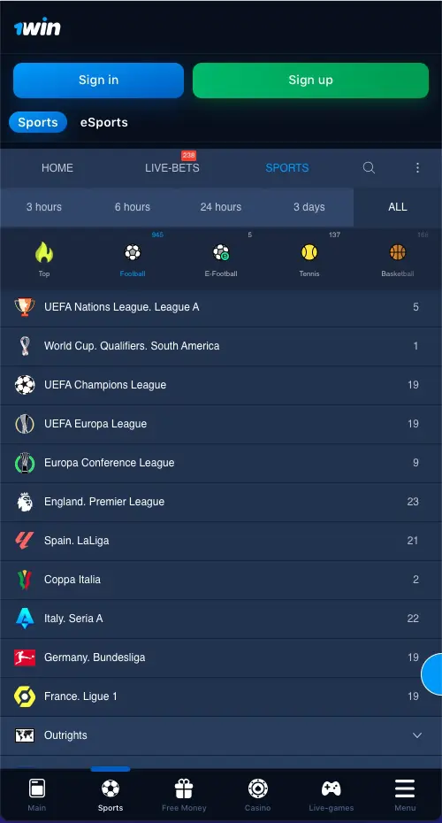 1WIN Mobile App for Android and iPhone