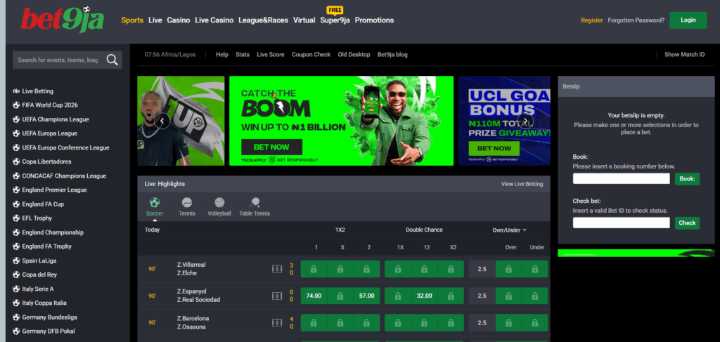 Bet9ja official websire
