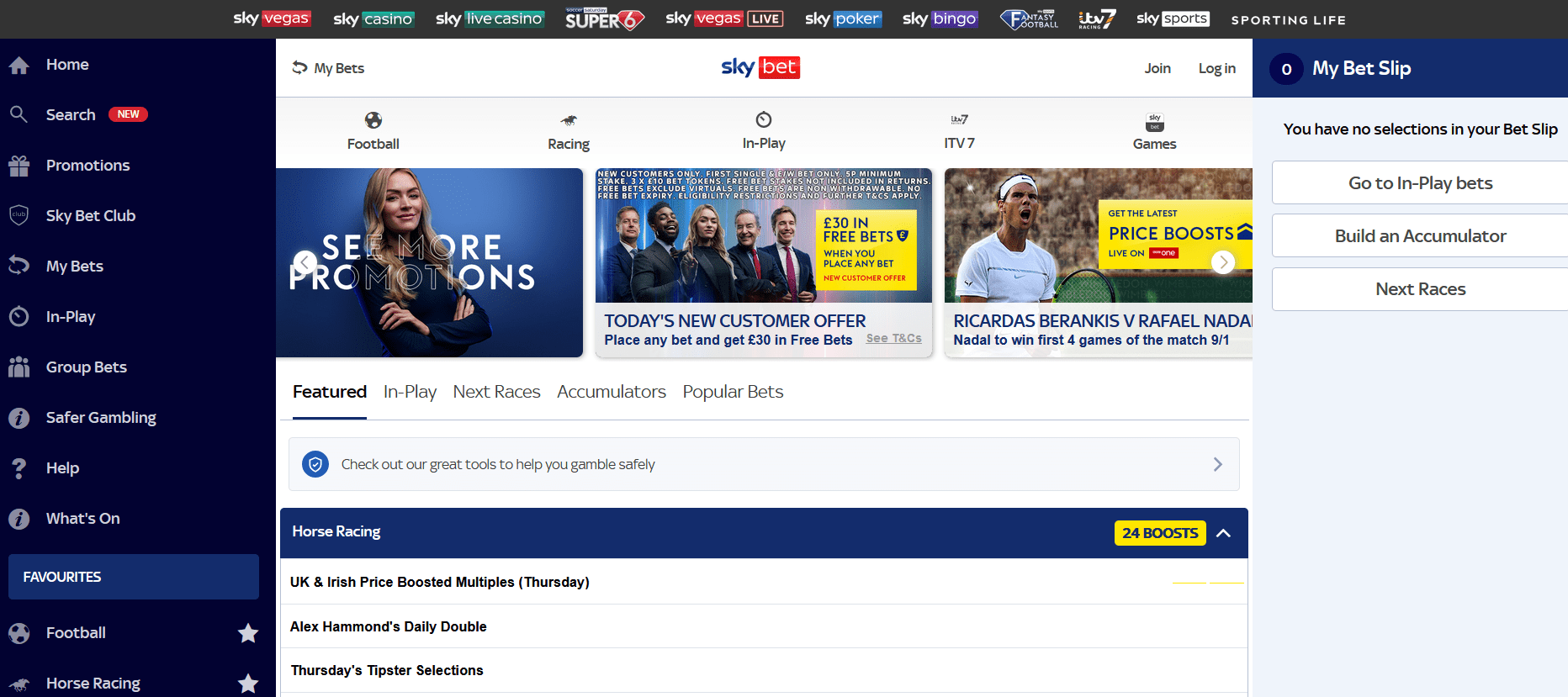 Sky Bet main page
