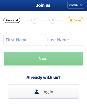 Registration form on Sky Bet website