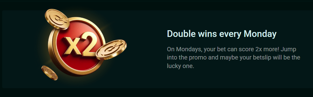 Double wins every Monday by Pin-Up Double wins every Monday by Pin-Up