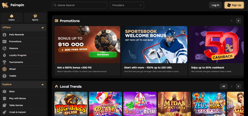 Fairspin main page Fairspin