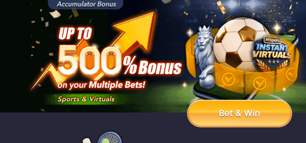 Up to 500% Bonus on Accumulator Bets in Sports and Live Betting