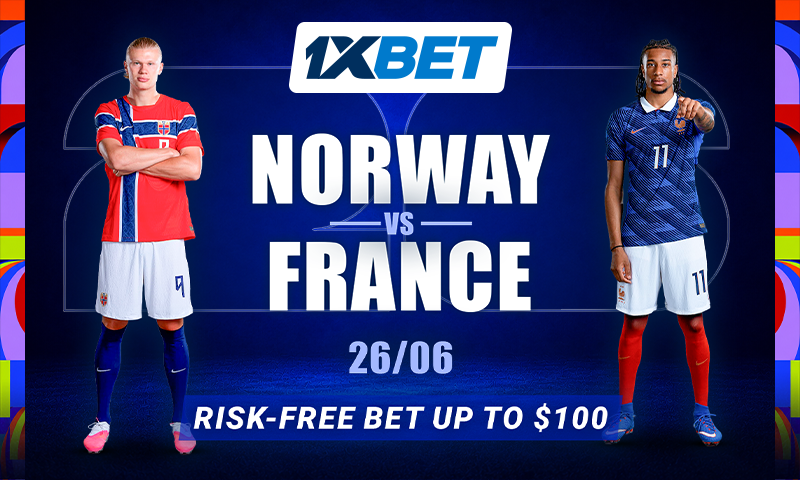 Risk-free bet from 1xBet on the Norway vs France match