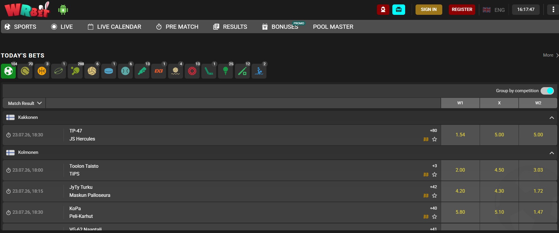 Main page WrBet