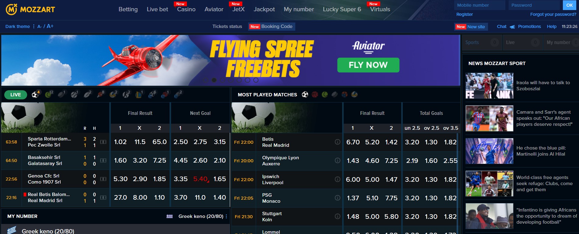 Mozzart Bet main page Mozzart Bet main page