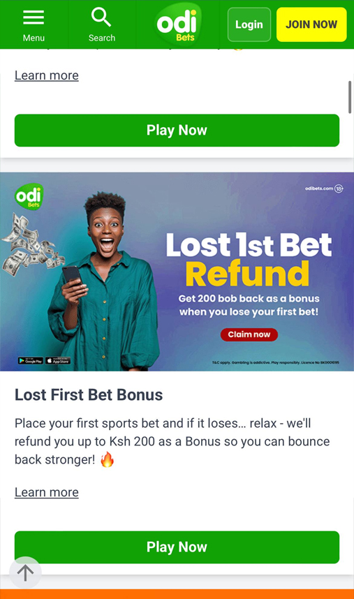 Bonus on the first bet at Odibets Bonus on the first bet at Odibets